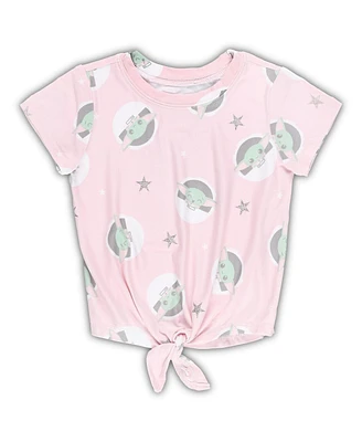 Toddler Boys and Girls Pink The Mandalorian Baby Yoda Just Floatin' T-shirt