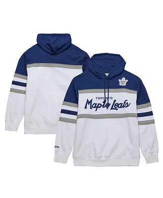 Men's Mitchell & Ness White, Blue Toronto Maple Leafs Head Coach Pullover Hoodie