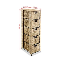 Storage Unit with 5 Baskets 10"x14.6"x39.4" Water Hyacinth