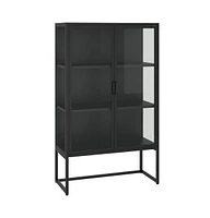 Highboard Black 31.5"x13.8"x53.1" Steel and Tempered Glass