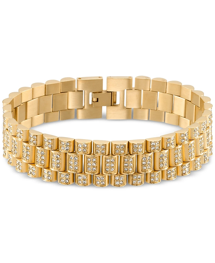 Legacy for Men by Simone I. Smith Men's Crystal Watch Link Bracelet in Gold-Tone Ion-Plated Stainless Steel - Gold