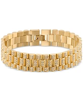 Legacy for Men by Simone I. Smith Men's Crystal Watch Link Bracelet in Gold-Tone Ion-Plated Stainless Steel - Gold
