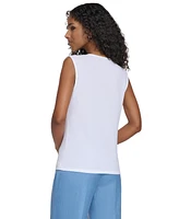 Calvin Klein Petite Pleated-Shoulder Cowlneck Sleeveless Top