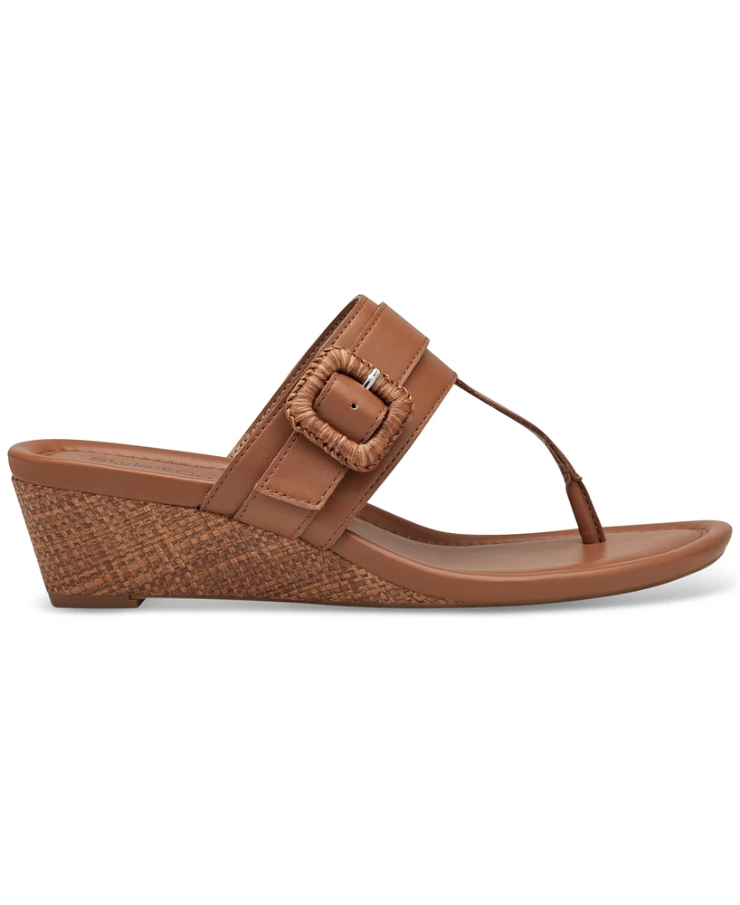 Style & Co Women's Polliee Buckled Thong Wedge Sandals, Created for Macy's