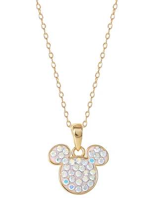 Disney Crystal Mickey Mouse Pendant Necklace in 18k Gold-Plated Sterling Silver, 18" + 2" extender