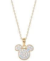 Disney Crystal Mickey Mouse Pendant Necklace in 18k Gold-Plated Sterling Silver, 18" + 2" extender