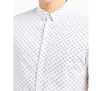 A|X Armani Exchange Men's Slim-Fit Tonal Geo Logo-Print Button-Down Shirt
