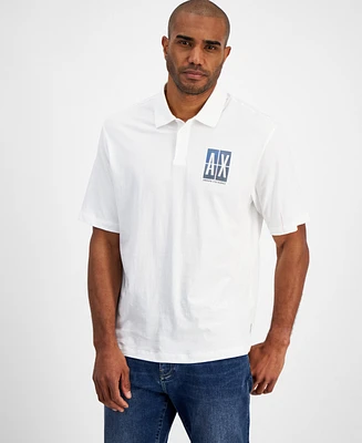 A|X Armani Exchange Men's Loose-Fit Logo-Print Polo Shirt