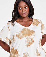 Calvin Klein Plus Printed Double-Tiered V-Neck Top