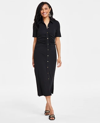 I.n.c. International Concepts Women's Short-Sleeve Button-Front Dress, Created for Macy's