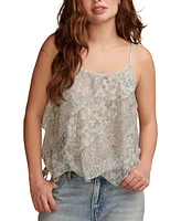 Lucky Brand Women's Printed Asymmetrical Ruffle Camisole Top