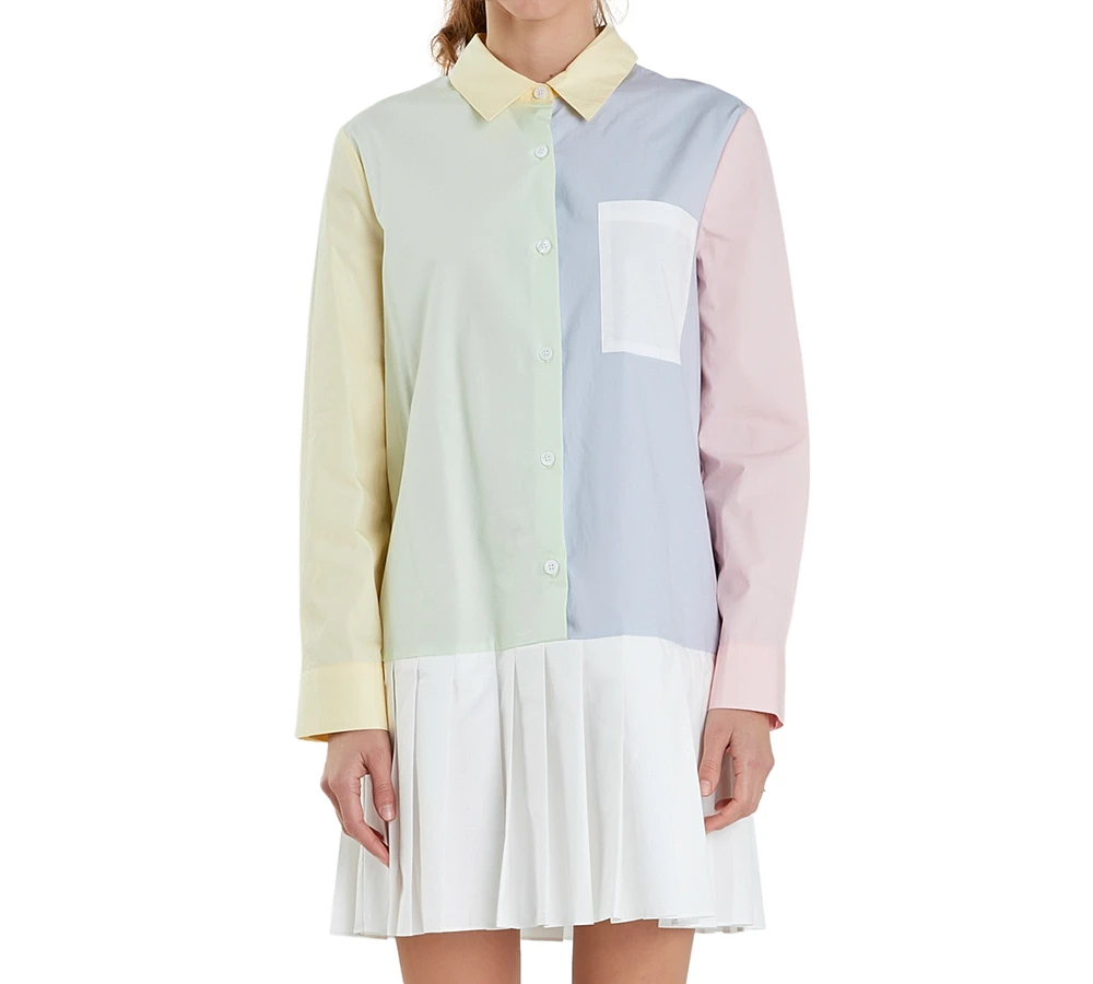 English Factory Women's Colorblocked Shirtdress