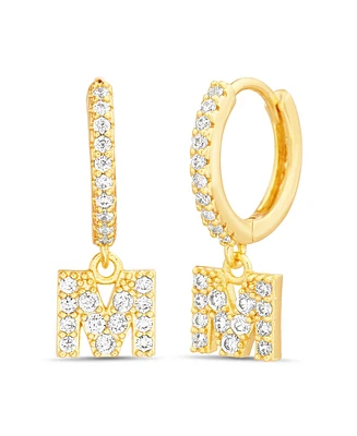 kensie Gold-Tone Letter Dangle Huggie Hoop Earring