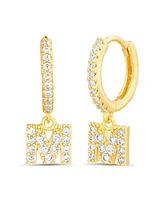 kensie Gold-Tone Letter Dangle Huggie Hoop Earring