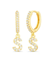 kensie Gold-Tone Letter Dangle Huggie Hoop Earring