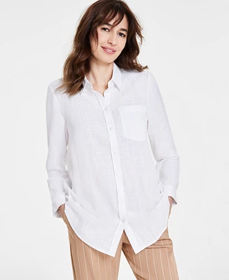 Tahari Asl Women's Long Sleeve Button Front Shirt