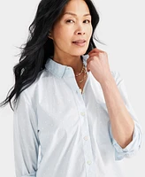 Style & Co Women's Printed Cotton Poplin Button-Up Shirt, Created for Macy's