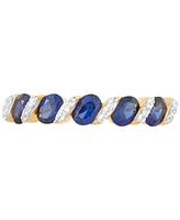 Lab-Grown Blue Sapphire (1-1/3 ct. t.w.) & Lab-Grown White Sapphire (1/10 ct. t.w.) Ring in 14k Gold-Plated Sterling Silver (Also in Lab-Grown Ruby &