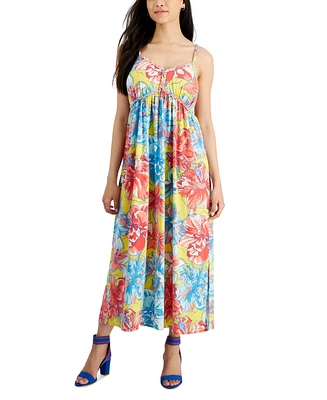 Jamie & Layla Petite Floral Braided-Trim Midi Dress