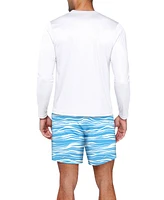 Reebok Men's Quick-Dry Stripe Wave Core Valley 7" Swim Trunks