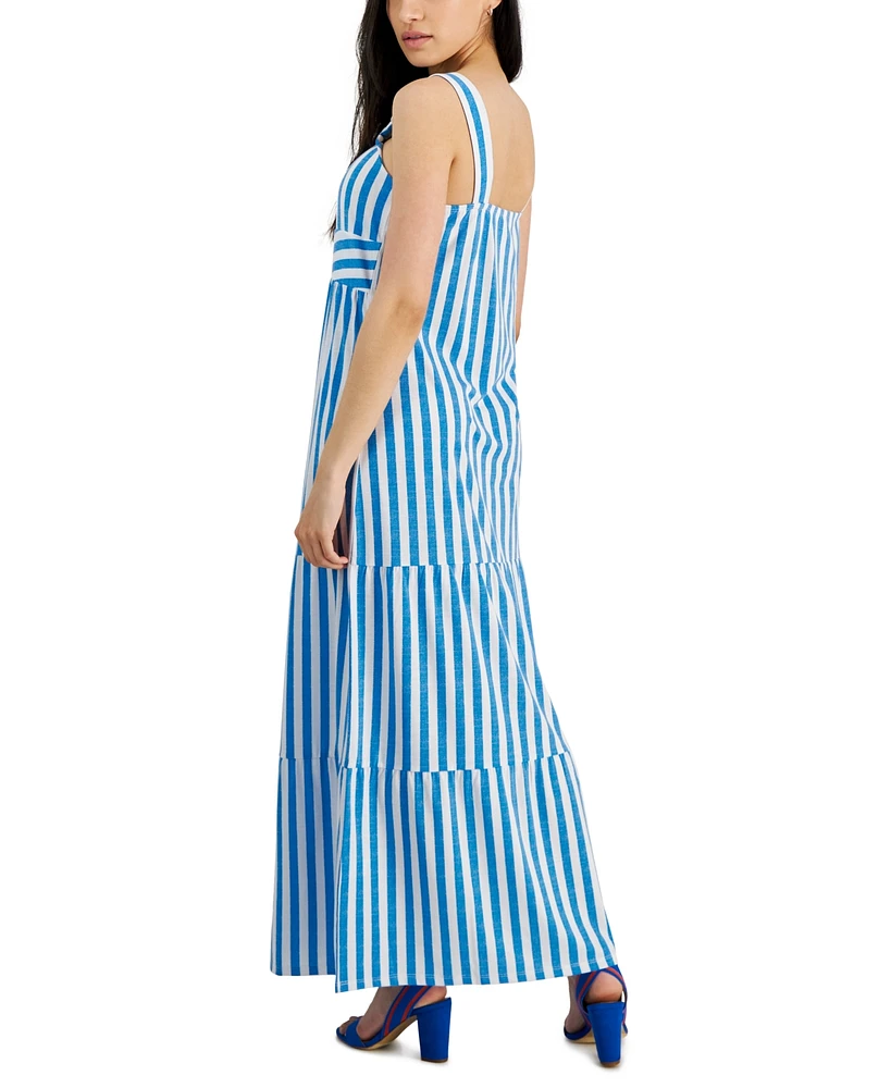 Jamie & Layla Petite Striped Twist-Front Maxi Dress