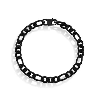 Metallo Stainless Steel 7mm Figaro Chain Bracelet