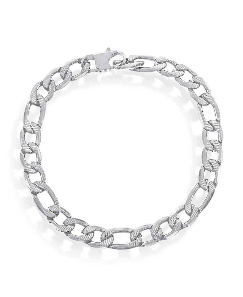 Metallo Stainless Steel 8mm Textured Figaro Chain Bracelet