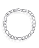 Metallo Stainless Steel 8mm Textured Figaro Chain Bracelet