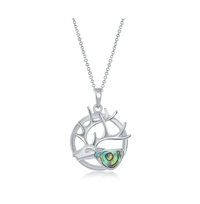 Caribbean Treasures Sterling Silver Abalone Deer Pendant Necklace