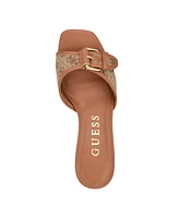 Guess Women's Dista Mid Heel Open Toe Buckle Sandals