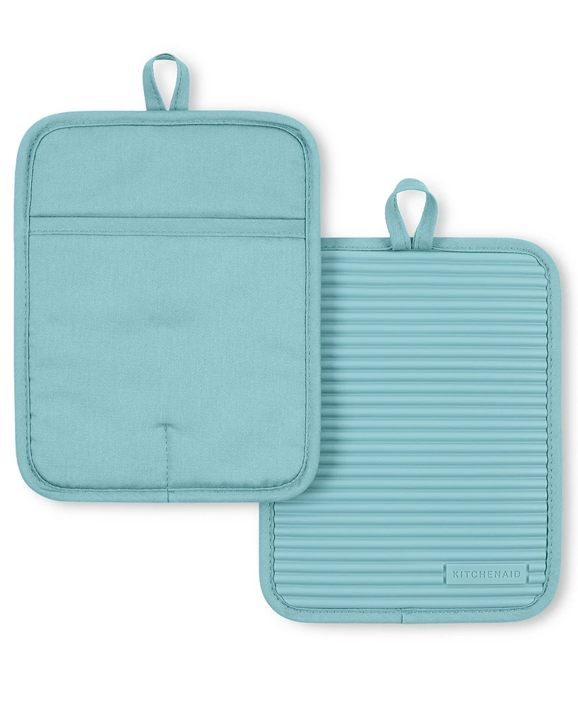 KitchenAid Ribbed Silicone Pot Holder, 2Pk, 7" x 9"