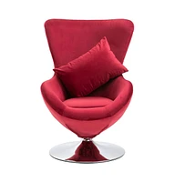 Swivel Egg Chair with Cushion Red Velvet