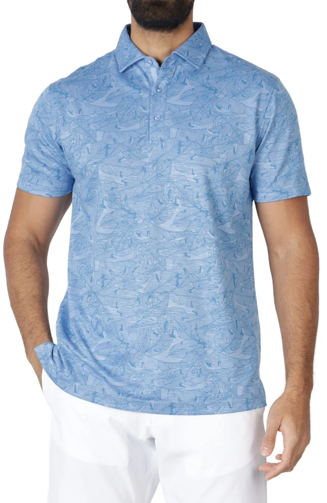 Tailorbyrd Men's Slub Micro Pique Tonal Floral Printed Polo Shirt