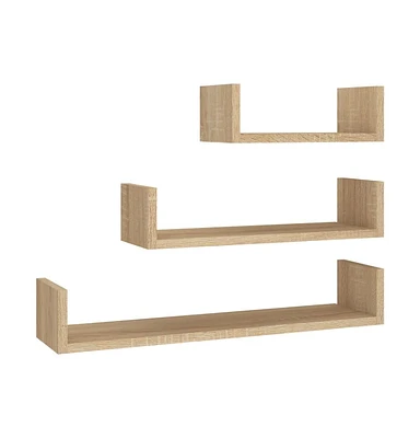 Wall Display Shelf 3 pcs Sonoma Oak Engineered Wood