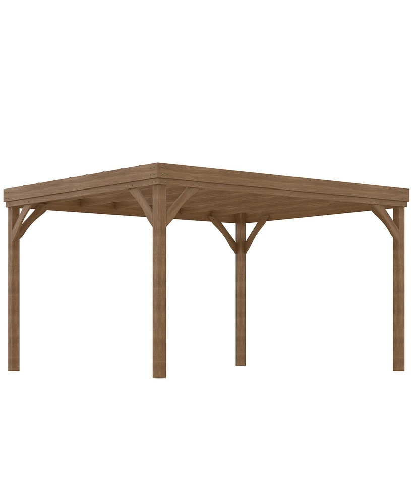 Outsunny 10' x 12' Outdoor Wood Pergola, Climbing Vine Gazebo, Gray