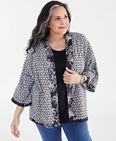 Style & Co Plus Linen Blend Reversible Kimono, Created for Macy's