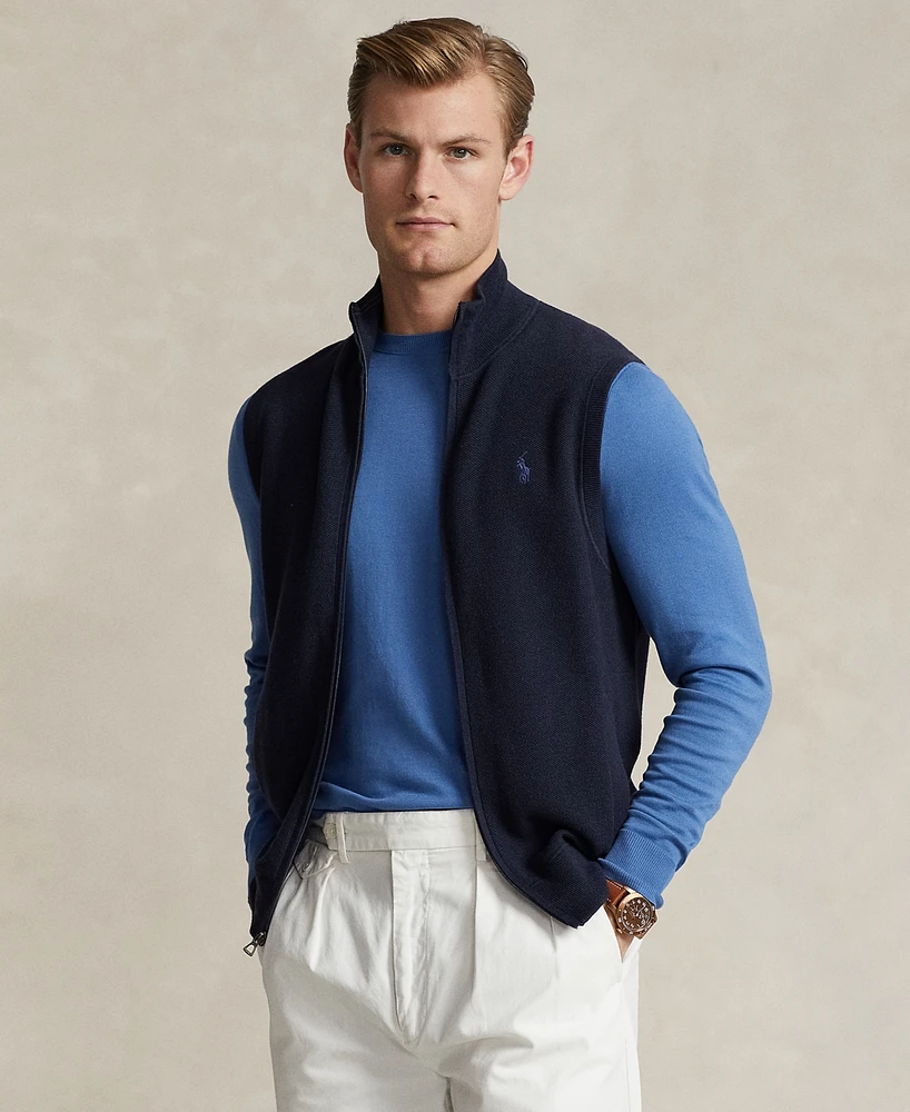 Polo Ralph Lauren Men's Mesh-Knit Cotton Full-Zip Sweater Vest