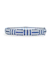 Bling Jewelry Art Deco Style Blue Royal Blue Cubic Zirconia Cz Dome Statement Bangle Bracelet For Women