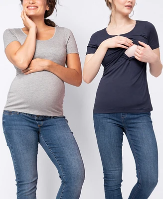 Seraphine Women's Maternity Nursing T-shirts, Twin Pack