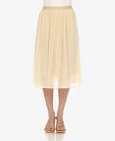 White Mark Women's Chiffon Pleated Midi Skirt