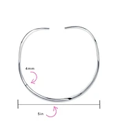 Bling Jewelry Basic Simple Thin Flat Slider Open Collar Contoured Statement Necklace For Women Silver Sterling 3MM