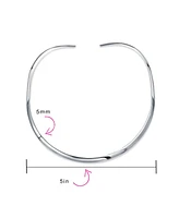 Bling Jewelry Basic Simple Thin Flat Slider Open Collar Contoured Statement Necklace For Women Silver Sterling 4MM