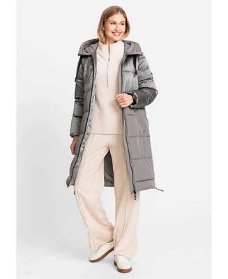 Olsen Women's Longline Quilted Coat with Hood made 3M Thinsulate[Tm]