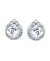 Bling Jewelry Dome Ball Clip On Button Earrings For Women Oxidized Silver With Brass Clip Non Pierced Ears