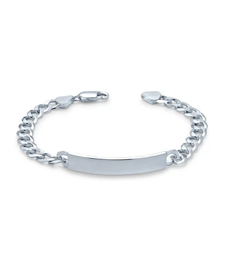 Bar Name Plated identification Id Bracelet For Men 6 Mm Diamond Cut Miami Cuban Curb Link Chain Link 200 Gauge .925 Sterling Silver 9 Inch