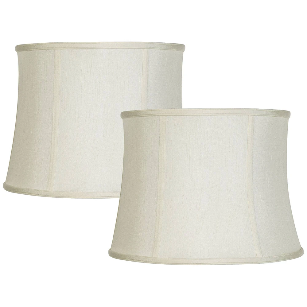 Set of 2 Creme White Medium Drum Lamp Shades 14" Top x 16" Bottom x 12" High (Spider) Replacement with Harp and Finial - Imperial Shade