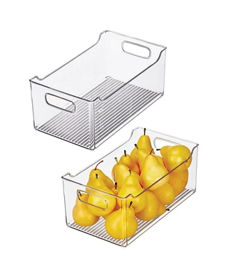 mDesign Deep Plastic Kitchen Storage Container Bin with Handles, 2 Pack