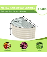 Aoodor Metal Raised Garden Bed - 42''(L) x 24''(W) x 17''(H) - Outdoor Garden Planter Box for Vegetables, Flowers, and Herbs - Beige (Set of 2)