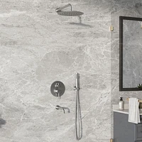 Casainc 10 Inch Wall Mounted Round Shower System Set with Handheld Spray & Tub Spout