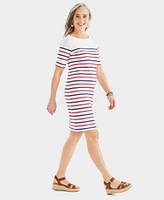 Style & Co Women's Printed Boat-Neck Elbow Sleeve Dress, Created for Macy's